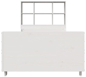 Cama com estante sem colchão 100x200 cm madeira maciça branco