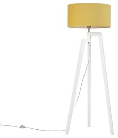 Candeeiro de pé moderno branco com aba de milho 50 cm - Puros Country / Rústico,Moderno