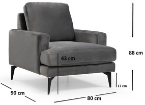 Cadeirão Papira – Antracite – 80x90x88 cm