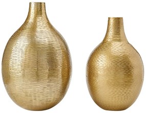 Conjunto de 2 vasos decorativos em metal dourado MOHENJO Beliani