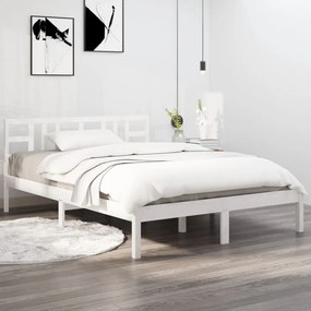 Estrutura de cama 140x200 cm madeira maciça branco