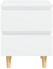 Mesa de cabeceira c/ pernas de pinho maciço 40x35x50 cm branco