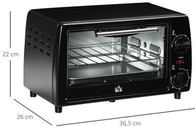 HOMCOM Mini Forno Elétrico 10 Litros 750W com Temperatura até 230 °C T