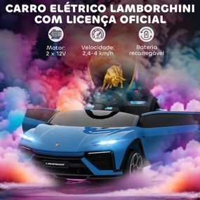 Carro Elétrico para Crianças 12V com Motor Duplo Rodas com Suspensão Faróis Música USB 101,5x49x43 cm Azul