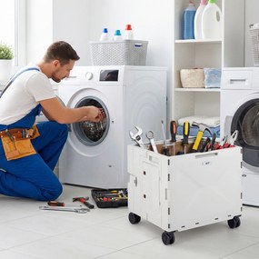Carrinho de, multifuncional. Compras Dobrável, 50 x 43,5 x 50-94,5 cm, 4 Rodas Giratórias, Branco
