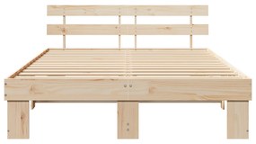 Estrado de Cama com Cabeceira 140x200 cm Madeira Maciça de Pinho