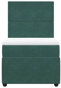 Cama com molas/colchão 100x200 cm veludo verde-escuro