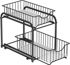 Armário organizador com 2 prateleiras deslizantes para bancada | SONGMICS | 36,9 x 21,3 x 27,2 cm | preto | KCS017B01.