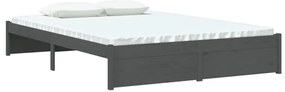 Estrutura de cama 140x200 cm madeira maciça cinzento