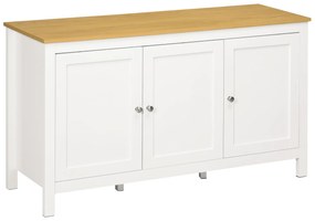 HOMCOM Aparador Sala Estar 3 Portas Prateleiras Ajustáveis Estilo Moderno Funcional 120x40x70 cm Branco Madeira Elegante | Aosom Portugal