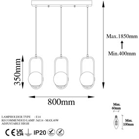 Chandelier Skew – Preto – 80x185x15 cm