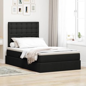 vidaXL Cama com arrumação e colchão Preto 120 x 190 cm tecido