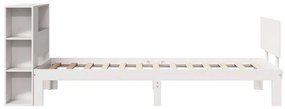 Cama com estante sem colchão 90x190 cm pinho maciço branco