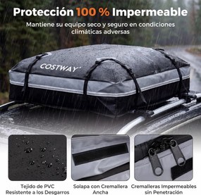 Mala de tejadilho universal para carro 131 x 101 x 45 cm, impermeável em PVC, 600 L, com 6 ganchos, 10 correias, faixas refletoras e saco de transport