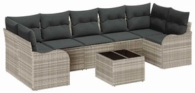 Conjunto de Sofás para Jardim com 8 Peças e Almofadas Cinza Claro em R