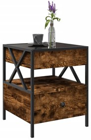 Mesa de centro luzes LED Infinity 40x40x51 cm carvalho fumado