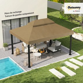 Lona de substituição para tenda de 4 x 3 m (NÃO INCLUIDA), cobertura dupla com orifícios de drenagem, poliéster 370 g/m², bege