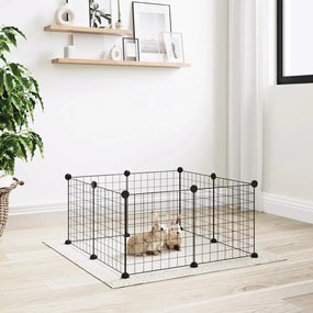 vidaXL Gaiola p/ animais de estimação com 8 painéis 35x35 cm aço preto