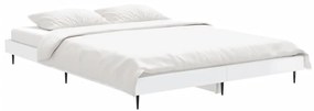 Estrutura de cama 135x190 cm derivados madeira branco brilhante