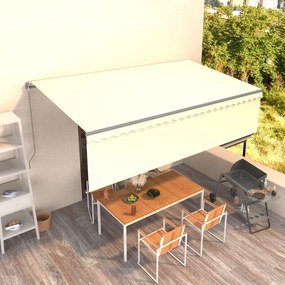 vidaXL Toldo retrátil manual com estore 5x3 m cor creme