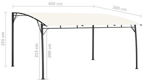 Toldo para-sol de jardim 4x3x2,55 m cor creme