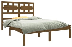 Estrutura de cama dupla pequena 120x190 cm madeira castanho mel