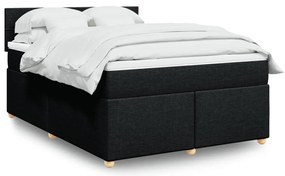Cama com molas/colchão 160x200 cm tecido preto