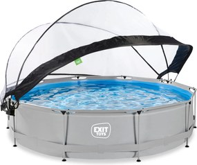 Piscina redonda Soft ø360x76cm com bomba de filtragem e cobertura - cinzenta
