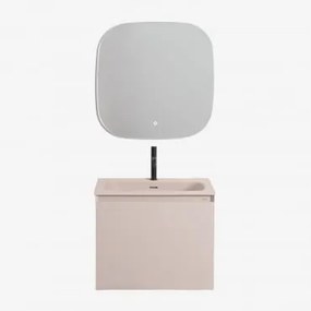 Conjunto De Móveis De Banheiro Em Madeira Macrae Com Pia Integrada Crema Linho & Quadrado Led E Anti-embaciamento 75x75 Cm Riben & - Sklum