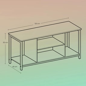 Móvel para TV com compartimentos abertos 40 x 120 x 50 cm castanho vintage-preto