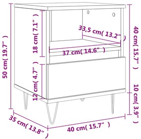 Mesa de cabeceira 40x35x50cm derivados madeira branco brilhante