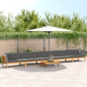 vidaXL 6 pcs conj. sofás paletes p/ jardim c/ almofadões acácia maciça