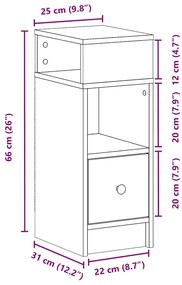 Mesa de cabeceira com gaveta 25x31x66 cm preto