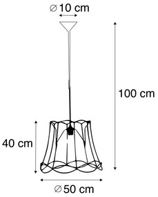 Conjunto de 2 lâmpadas suspensas retrô pretas 50 cm - Estrutura Granny Retro