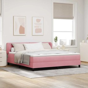 vidaXL Cama Box com colchão com cabeceira Rosa 180 x 200 cm Veludo
