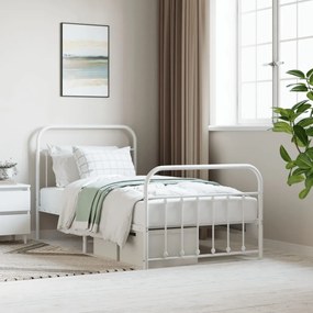 vidaXL Estrutura de cama com cabeceira e pés 100x190 cm metal branco