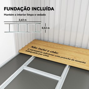 Abrigo de Jardim 280x130x172 cm Abrigo de Exterior de Aço Galvanizado com Porta Corredeira e Ventilações Cinza