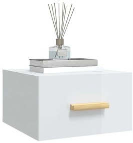 Mesas de cabeceira parede 2 pcs 35x35x20 cm branco brilhante