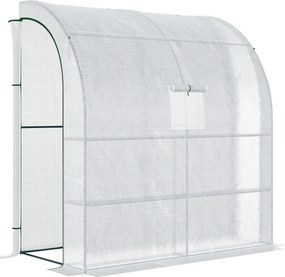 Outsunny Estufa Pequena Estufa de Exterior com Janelas Prateleiras de 3 Níveis Estufa para Cultivo de Plantas Flores 200x100x215 cm Branco | Aosom Portugal