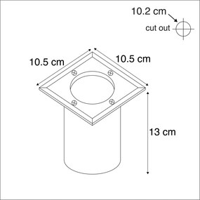 Foco de encastrar chão aço 10,5cm IP65 - BASIC Square Moderno