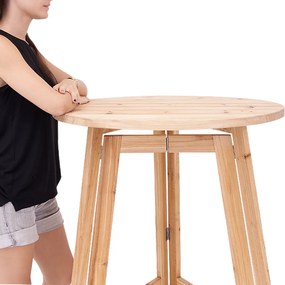 Mesa dobrável alta em madeira maciça Ø80 x 111 cm Castanho