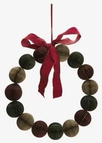 Corona Decorativa De Natal Ø30 Cm Em Papel Leino Romã Vermelha - Sklum