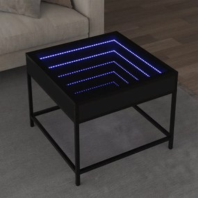 Mesa de centro c/ luzes LED Infinity 50x50x41 cm preto