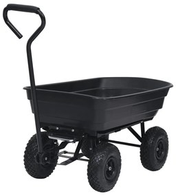 Carrinho de mão basculante para jardim 300 kg 75 L preto