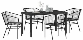 Conjunto de Jantar de Jardim com 5 Peças Preto em Rattan Sintético