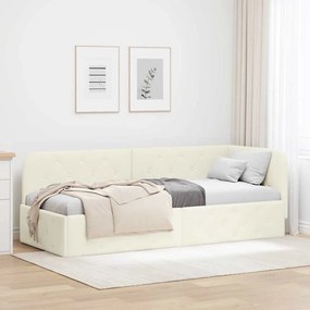 vidaXL Estrutura de Cama de Canto Creme 80 x 200 cm Veludo