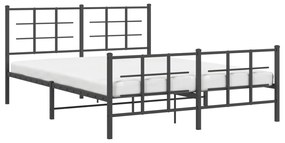 Estrutura de cama com cabeceira e pés 150x200 cm metal preto