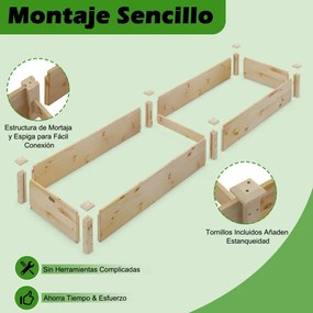 Floreira Caixa elevada de madeira para plantas, canteiro para legumes, flores, ervas, frutas, vaso elevado para jardim, 240x60x25 cm