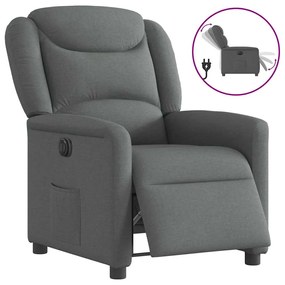 vidaXL Poltrona reclinável elétrica tecido cinzento-escuro