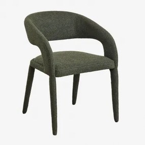 Cadeira De Jantar Estofada Arazeina Com Braços Bouclé Verde Army - Sklum
